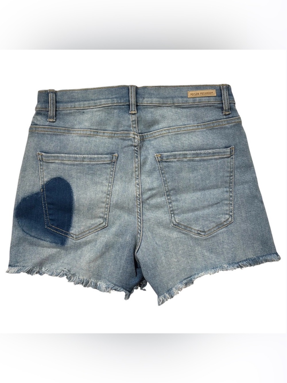 Women's Light Blue Denim Shorts with Heart Patch